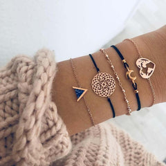 New Arrival Bracelet Sets Minimalist Gold Silver Color Hollow Lotus Bangle Bracelets Gift for Women Exquisite Party Jewelry