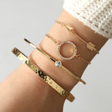 New Arrival Bracelet Sets Minimalist Gold Silver Color Hollow Lotus Bangle Bracelets Gift for Women Exquisite Party Jewelry