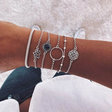 New Arrival Bracelet Sets Minimalist Gold Silver Color Hollow Lotus Bangle Bracelets Gift for Women Exquisite Party Jewelry