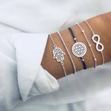 New Arrival Bracelet Sets Minimalist Gold Silver Color Hollow Lotus Bangle Bracelets Gift for Women Exquisite Party Jewelry