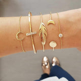 New Arrival Bracelet Sets Minimalist Gold Silver Color Hollow Lotus Bangle Bracelets Gift for Women Exquisite Party Jewelry