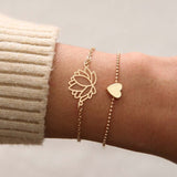 New Arrival Bracelet Sets Minimalist Gold Silver Color Hollow Lotus Bangle Bracelets Gift for Women Exquisite Party Jewelry